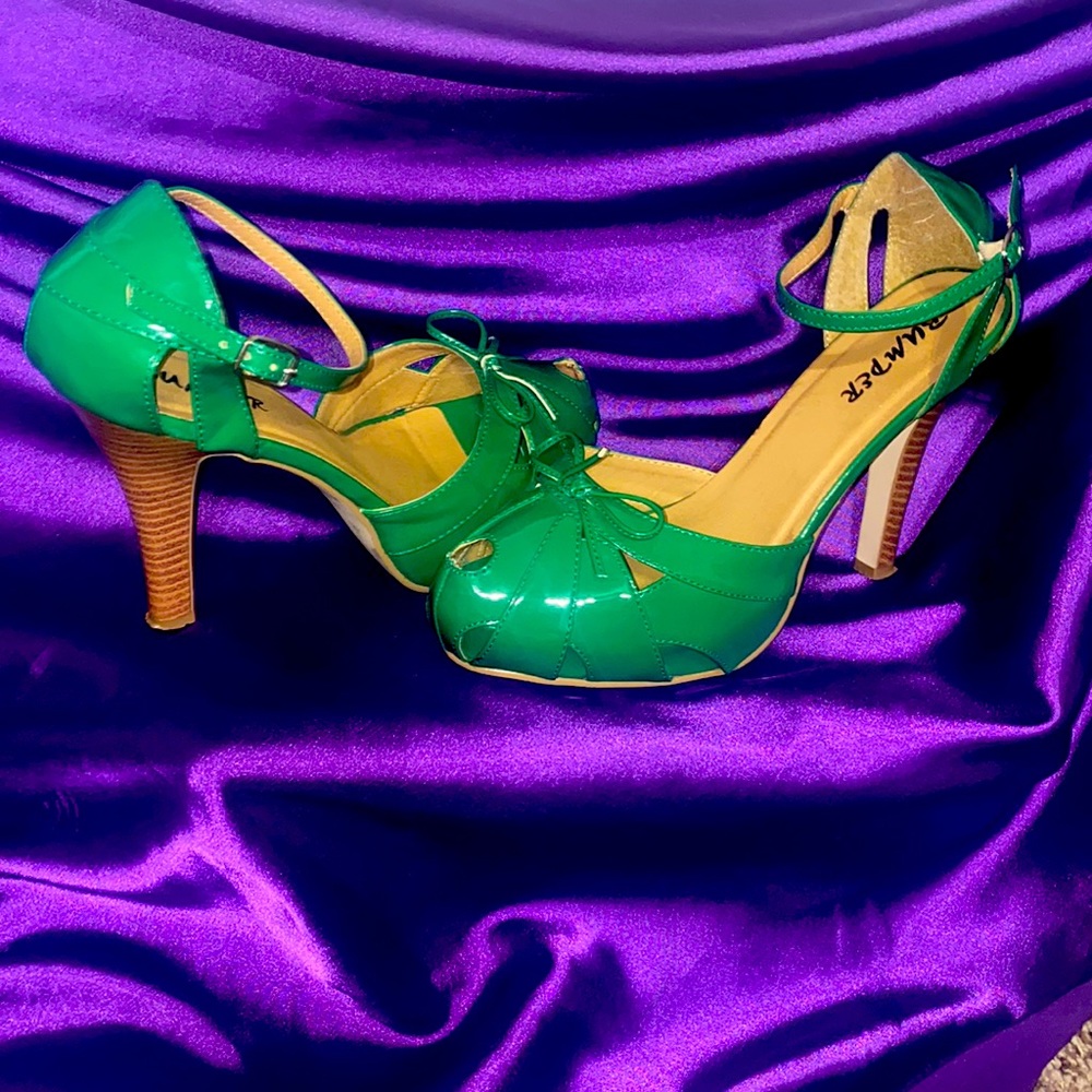 Green Peep Toe Heels